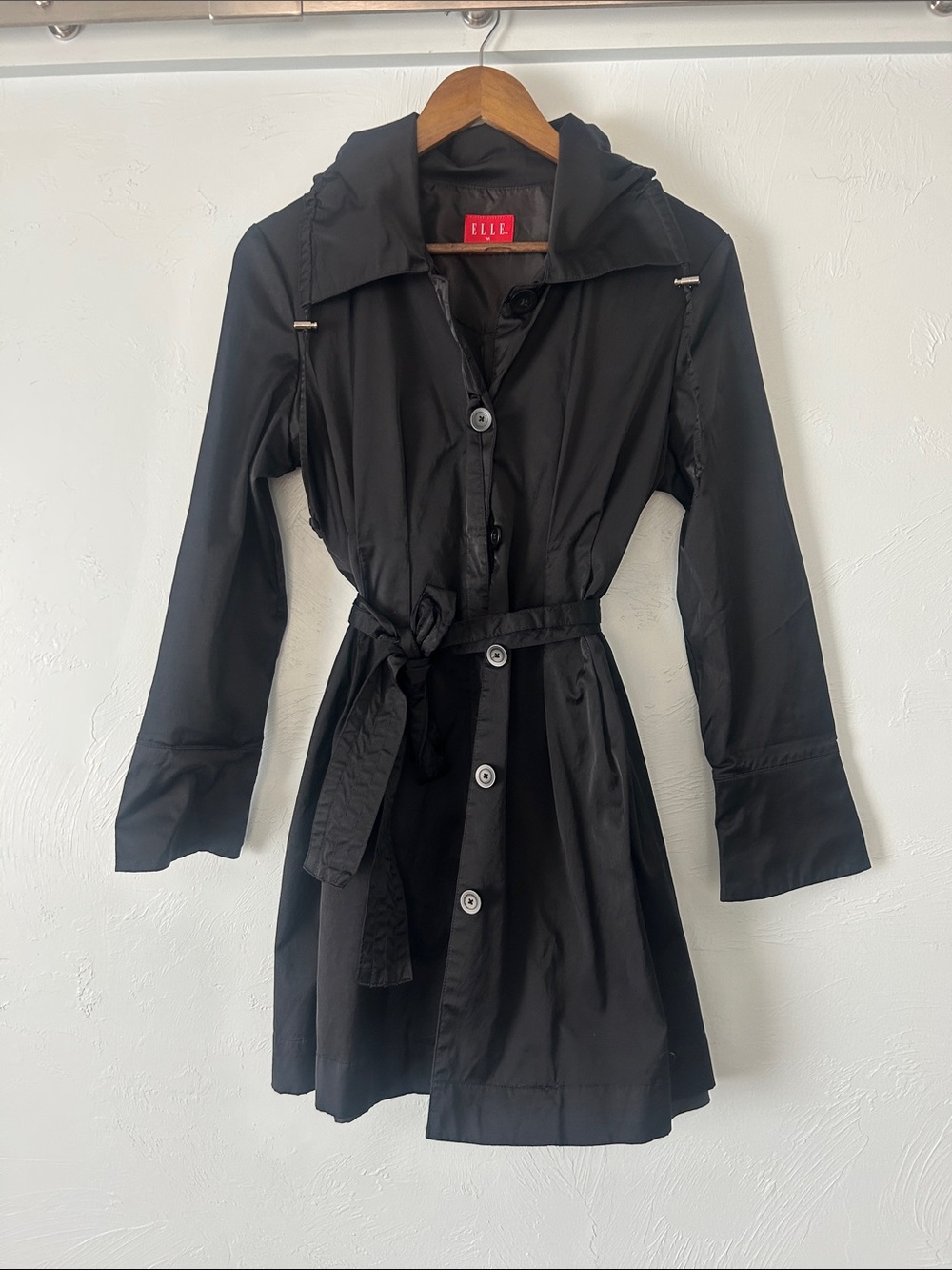 ELLE Black Fitted Belted Trench Coat